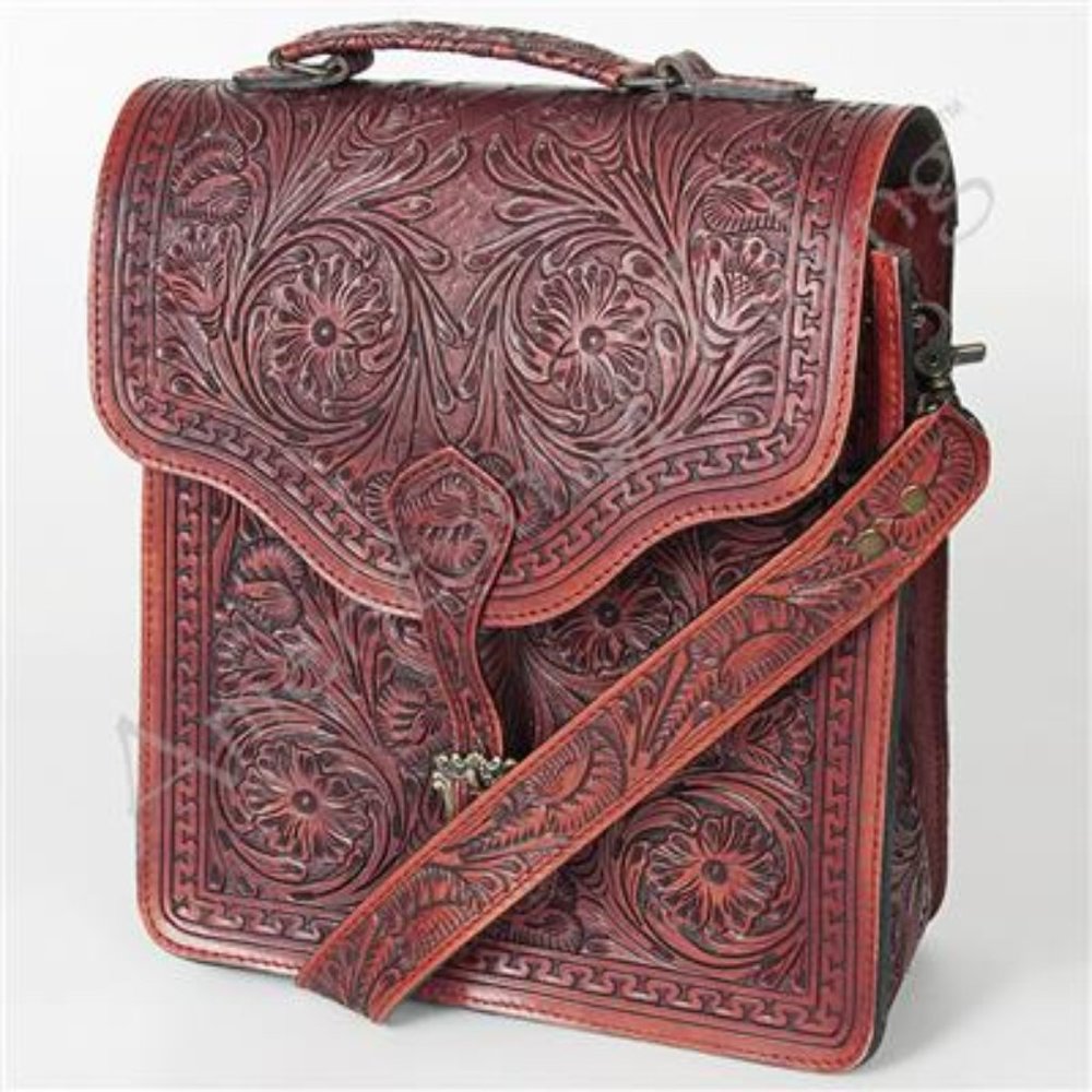 American Darling Hand Tooled Leather Bag 12 x 12